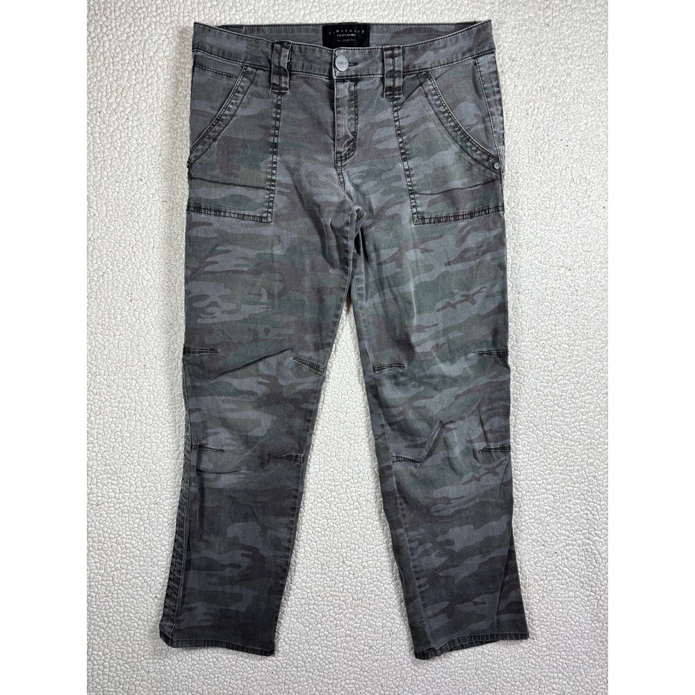 Sanctuary Reissue Camo Cargo Pants Women's 29 Gray Green Utility Stretch Ankle
